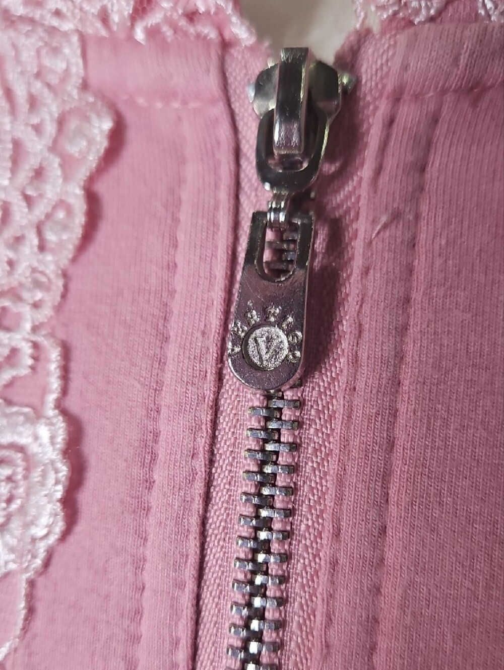 Vertigo Paris Pink Lace-Trim Hooded Zip Jacket Large - Picture 4 of 9